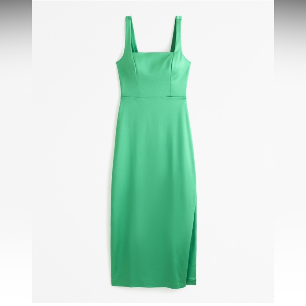 Abercrombie & Fitch Sculpting Stretch Satin Midi Dress